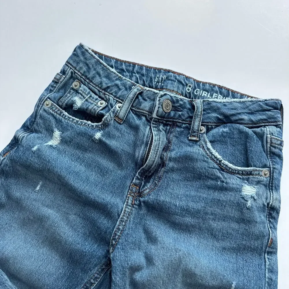 Gap Girlfriend High Waisted Distressed Raw Hem Jeans - Size 8